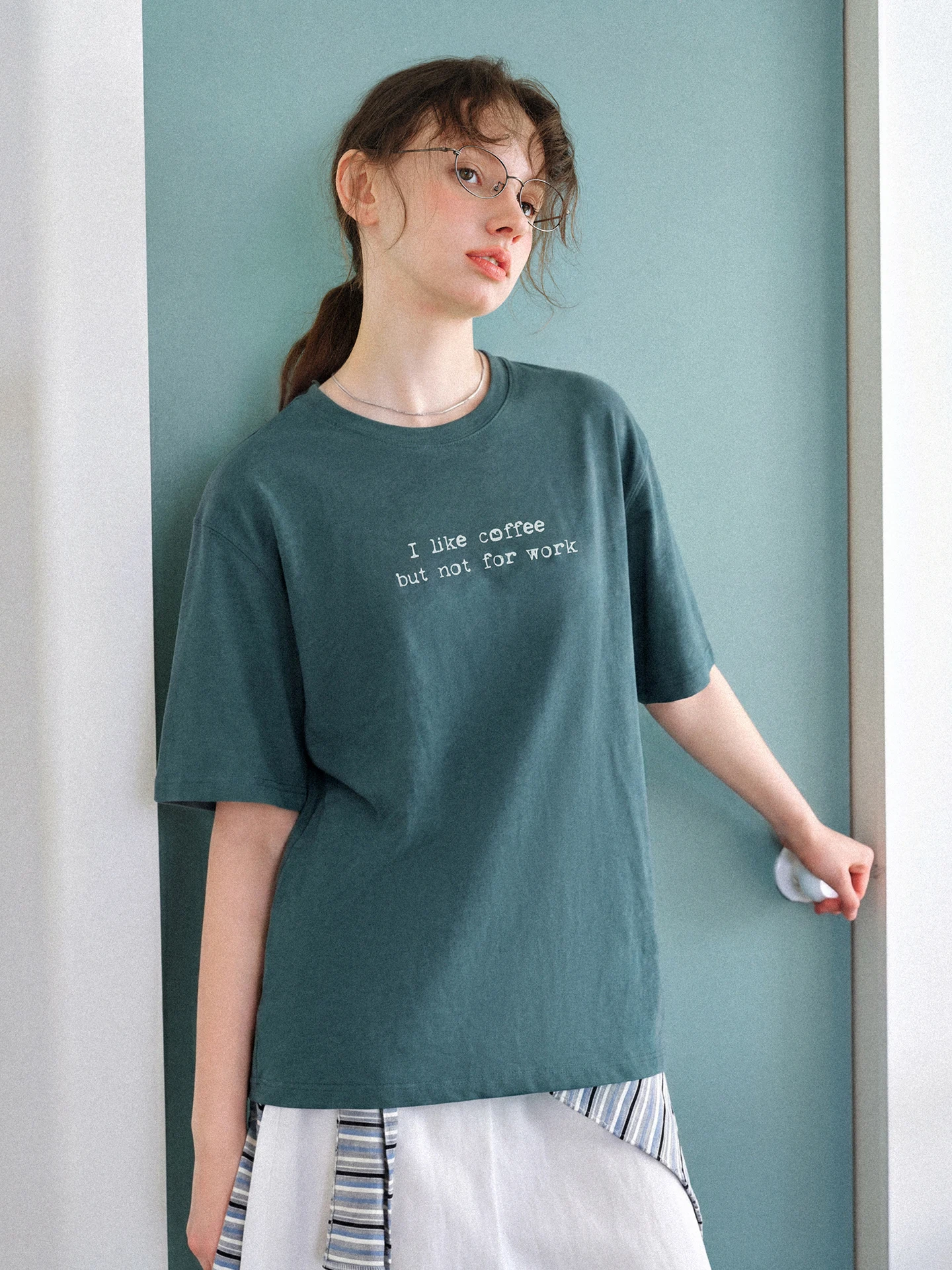 714street Pure Cotton Comfortable Short Sleeve T-Shirt Floral Shiny Brushed Summer Loose Print Couple Tops Youth Fashion