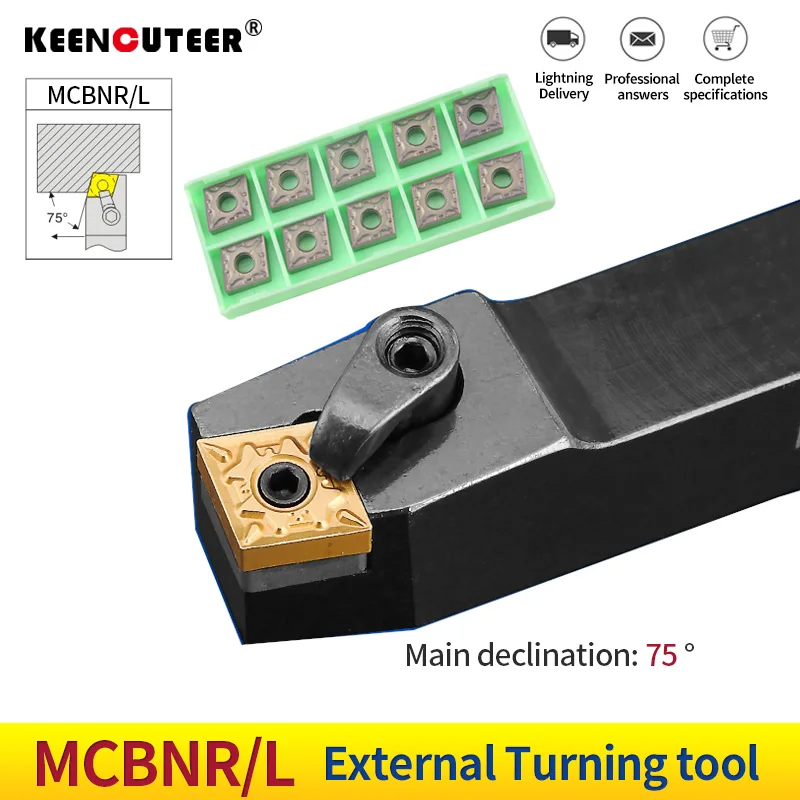Conjunto de Suporte de Ferramenta de Torneamento Externo Inserções de Carboneto Mcbnr2023k12 Mcbnr2525m12 Mcbnr3232p12 Mcbnmg12 Mcbnr l Ferramentas de Corte de Torno 1pc