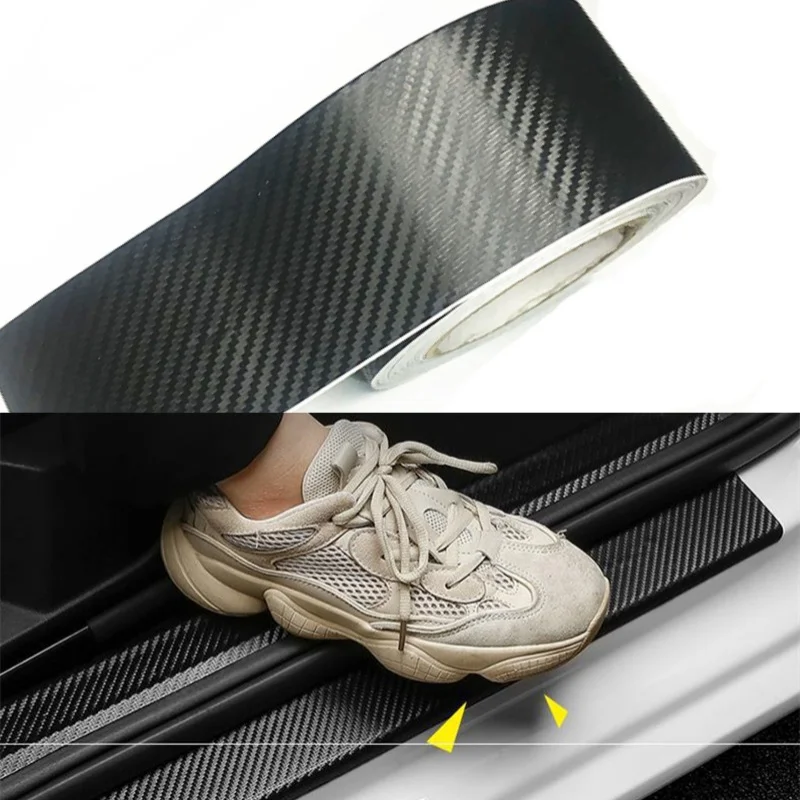 

3D Nano Carbon Fiber Car Bumper Door Guard Protection Film 3m Car Door Sill Protector Sticker Black Waterproof Anti Scratch Tape