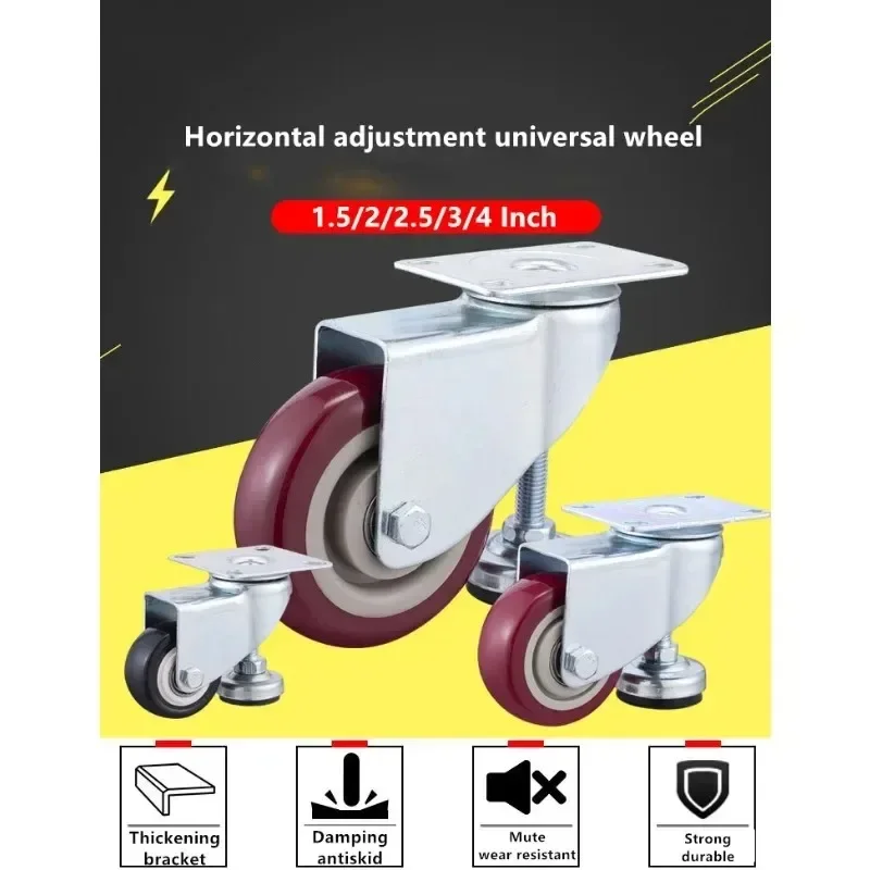 1 Pc 1-4 Inch Horizontally Adjustable Casters Universal Wheels with Foot Cups Horizontally Adjustable Casters PVC
