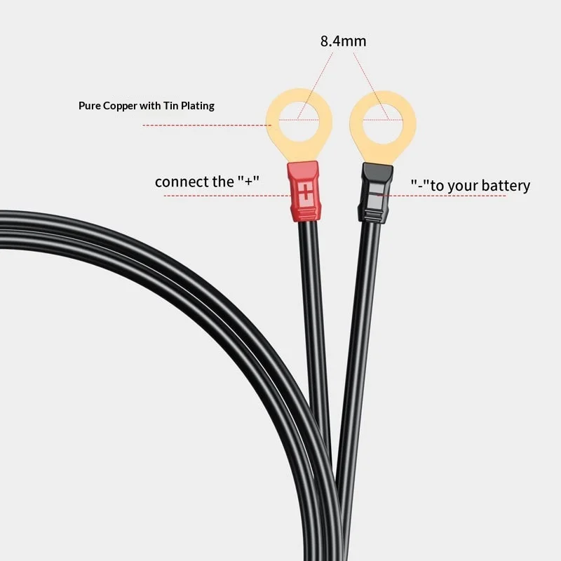 CENJITION 16AWG 12-24V SAE Battery Charger Extension Adapter Cable 0.6 1.8m with Fuse O Connector Terminal Wire