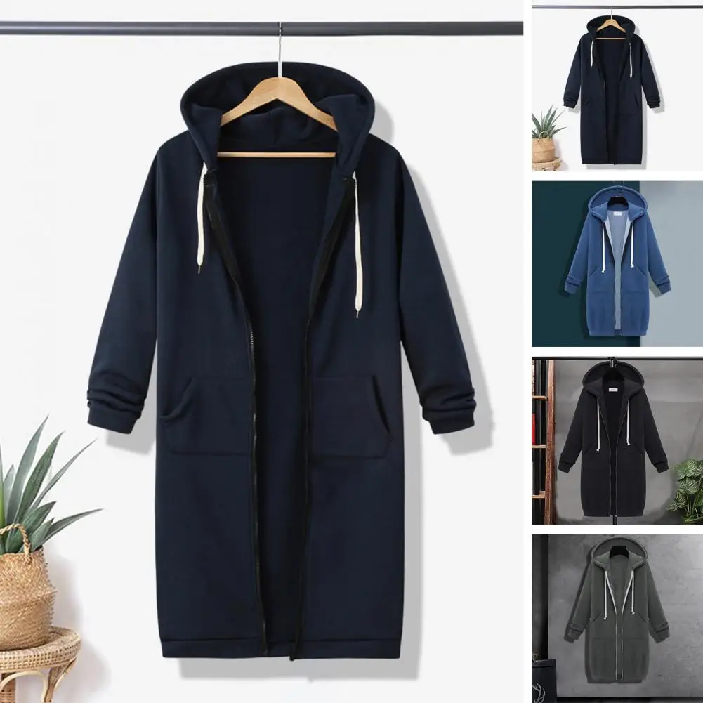 

2023 Autumn Casual Women Long Hoodies Sweatshirt Coat Zip Up Outerwears Hooded Jacket Winter Pockets Outwear Tops