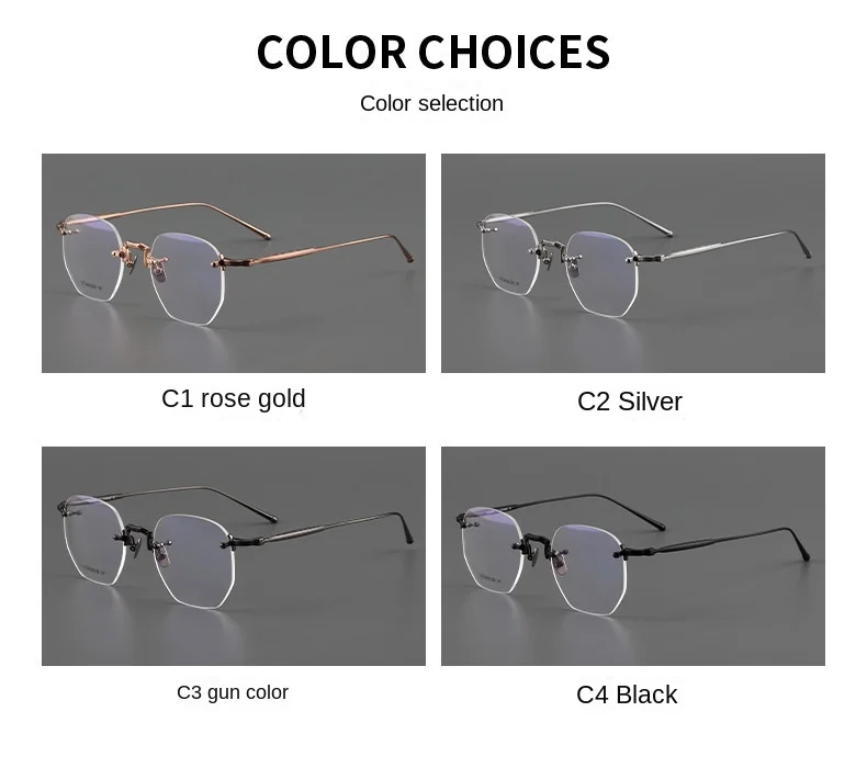 Pure titanium frameless myopia glasses for men can be equipped with the same degree for women