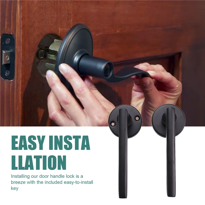 

Safe And Economical Bathroom Door Handle Lock, Easy To Install Key, For Quiet Use In Family Bedrooms Black-ABRO
