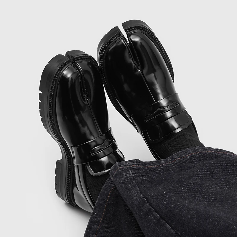 Men Black Loafers with Thick Sole Comfortable Non Slip Trendy Business Commuting Men Shoes Sizes 38-46