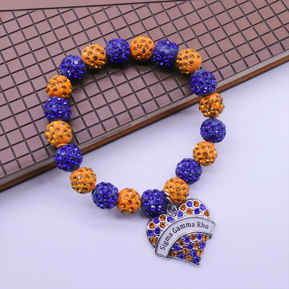 Fashion Crystal Ball Beads Greek Letter Social Community ZPB Zeta Sigma Delta SGR DST Sorority Bracelet Jewelry for Women