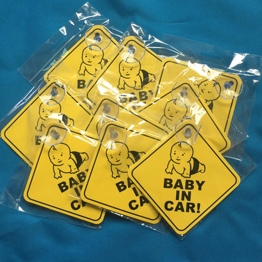 

10pcs Suction Cup Car Sticker Reminder Sign Decal Toddler Vehicle Newborn Graphics Safe Driving Long Lasting Durable Fade