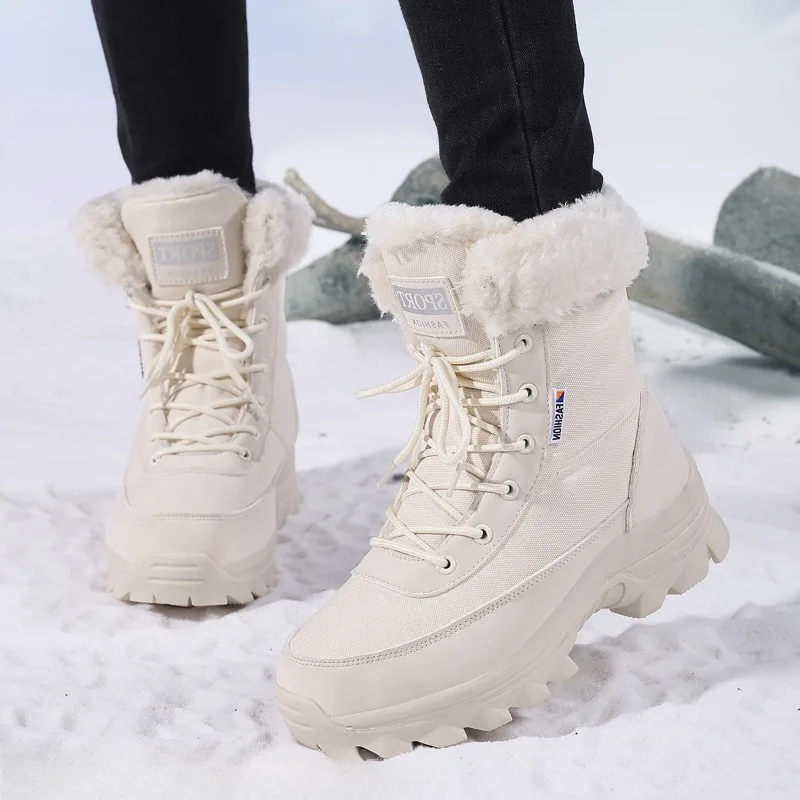 Winter Women's Boots Thickend Plush Warm Snow Boots Winter High-top Cotton Shoes Outdoor Non Slip Platform Boots Botas Feminina