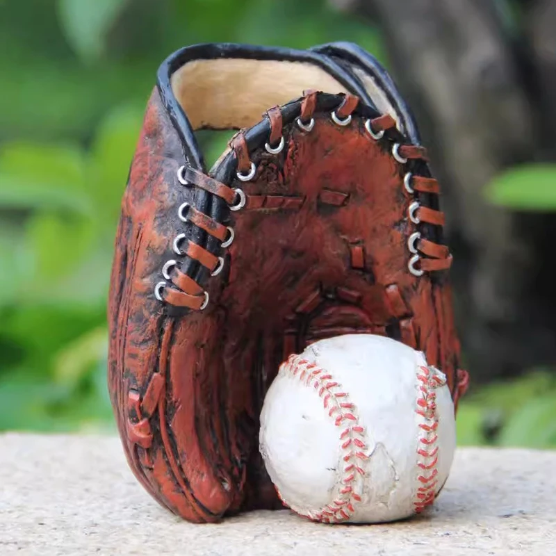 3D Baseball Glove Style Pen Holder, Home & Kitchen Decoration Golf Soccer Pencil Holder for Desk Makeup Brush Holder