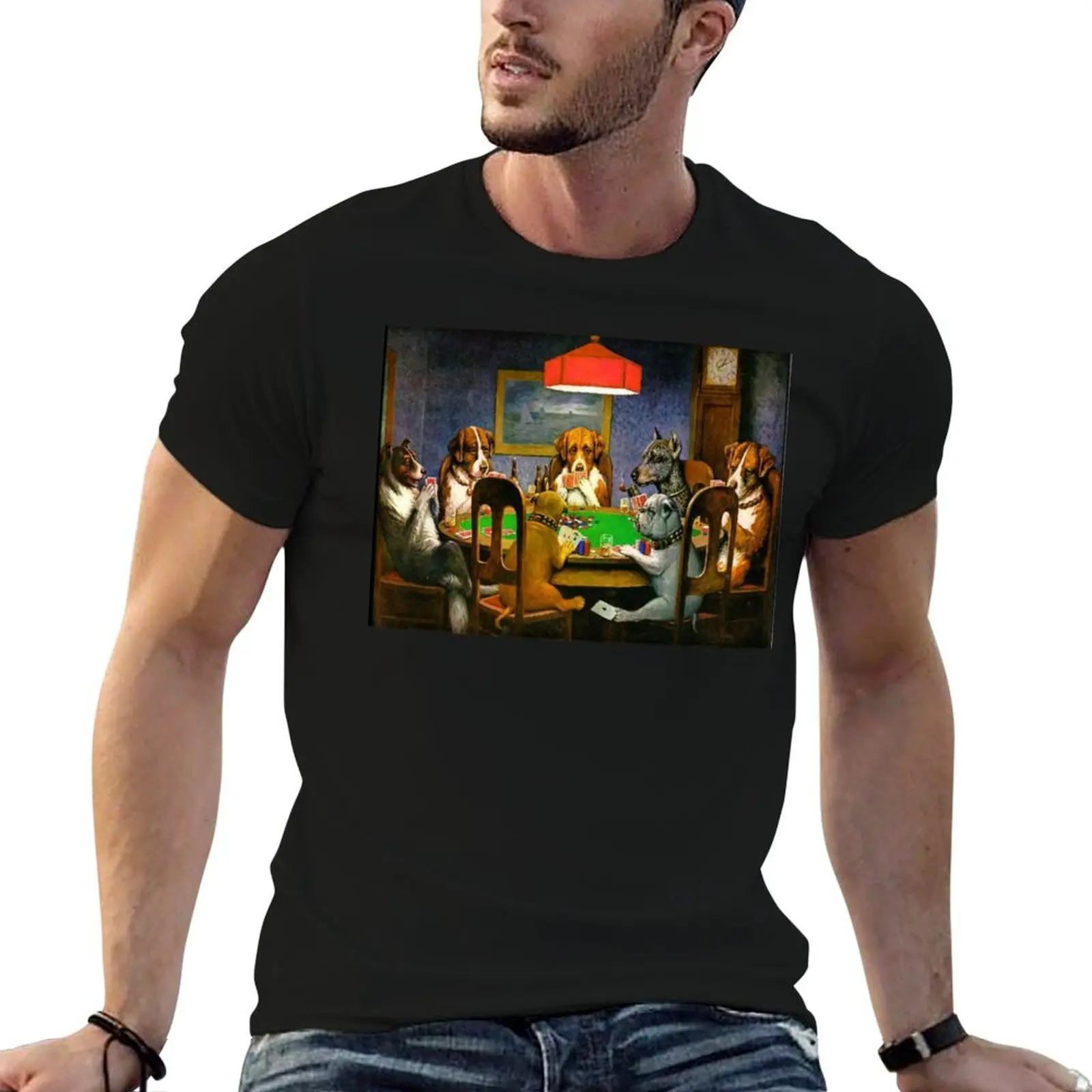 Perros jugando al póker, un amigo en necesidad de C.M. Coolidge (1903) Camiseta sudadera ropa hippie Blusa camisetas gráficas para hombre hip hop