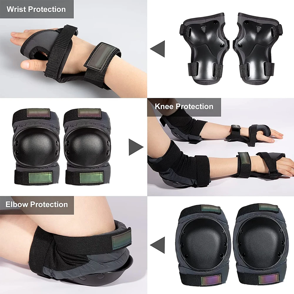 6PCS/Set Kids/Youth Knee Pad Elbow Pads, Skate Protective Gear Set 3 in 1 Knee and Elbow Pads Wrist Guards for Skateboard