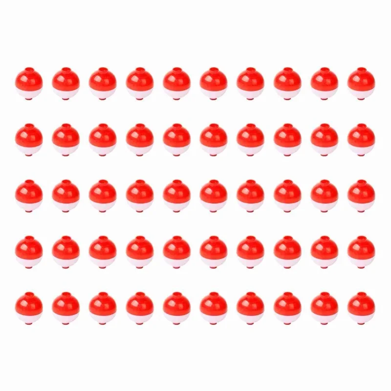 

50pcs Fishing Bobbers 1 Inch Snap On Float Red And White Bobbers Push Button Round Buoy Floats Fishing Tackle