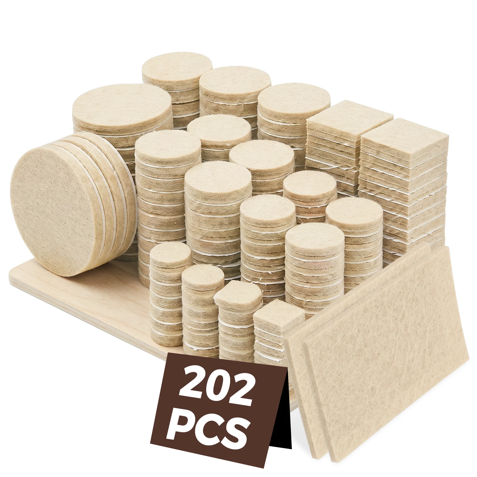 202Pcs Felt Furniture Pads Self-adhesive Furniture Leg Floor Protectors Noise Reduce Chair Leg Pads Scratch Guard Furniture Mats