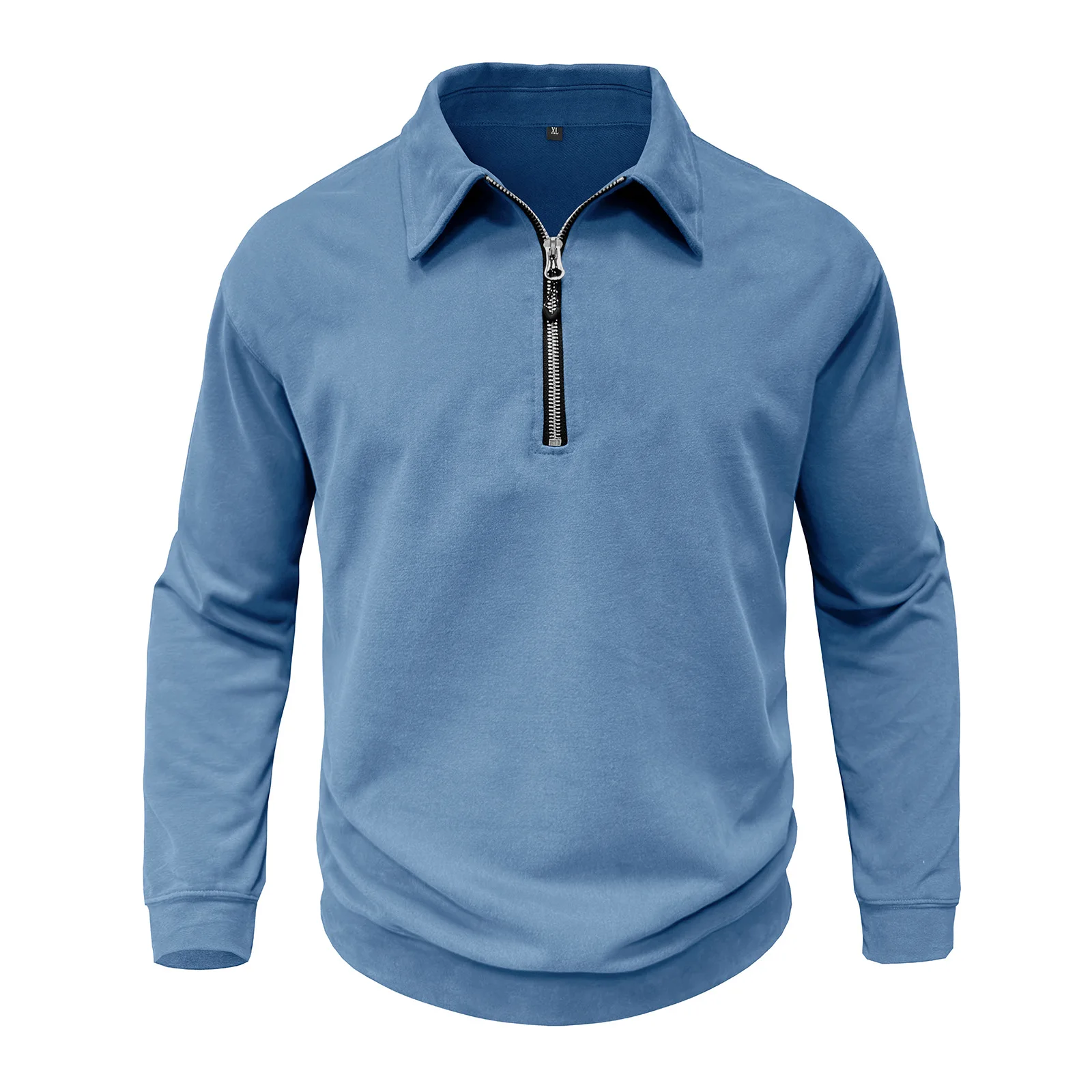 Men's Turn Down Collar Half Zipper Sweatshirt Spring Autumn Business Casual Pullover Hoodie Man Solid Loose Fashion Pull On Tops