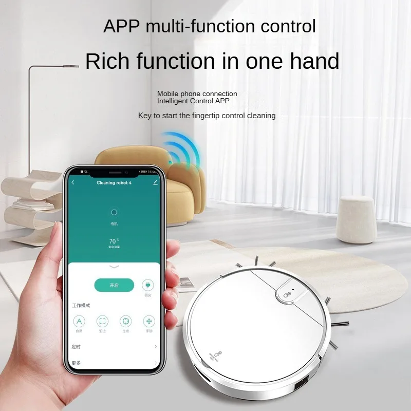 Robot de barrido inteligente con recarga automática de alta potencia, Control por aplicación remota, aspiradora de polvo para suelo húmedo/seco, función de fregado
