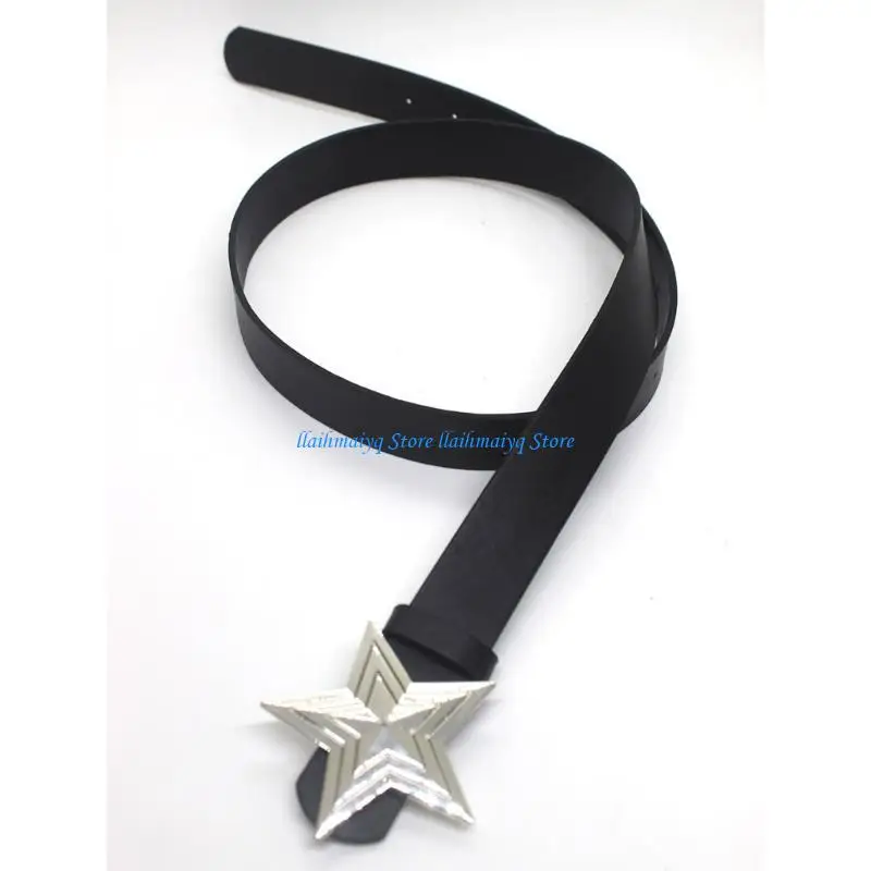 573B حزام خصر رفيع فاخر مع مشبك خماسي لتزيين تنورة الجينز النسائية