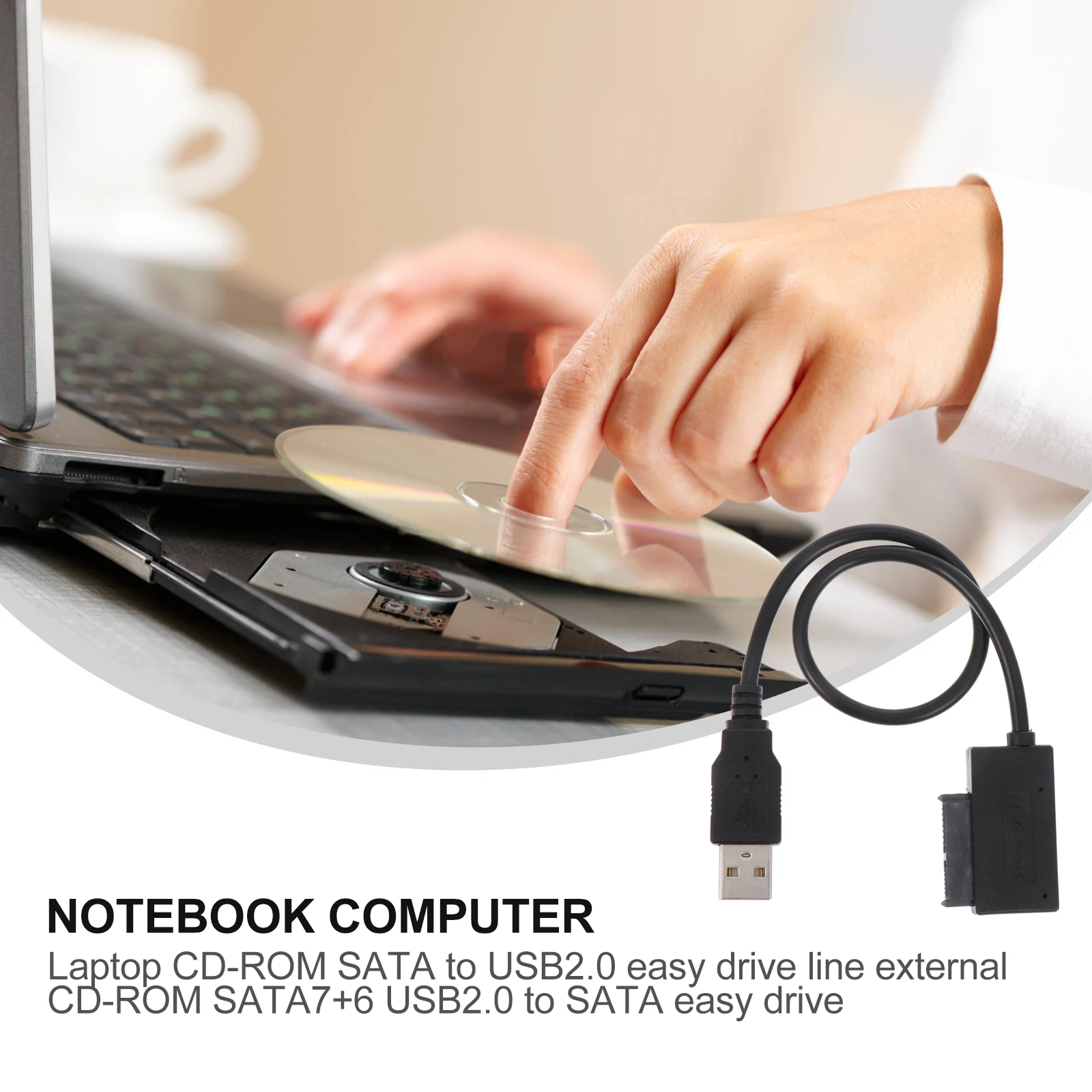 

1Pcs USB to Usb2.0 Adapter Cable Laptop Cd-ROM Easy High Speed Data Transfer Cable Adapter Cord