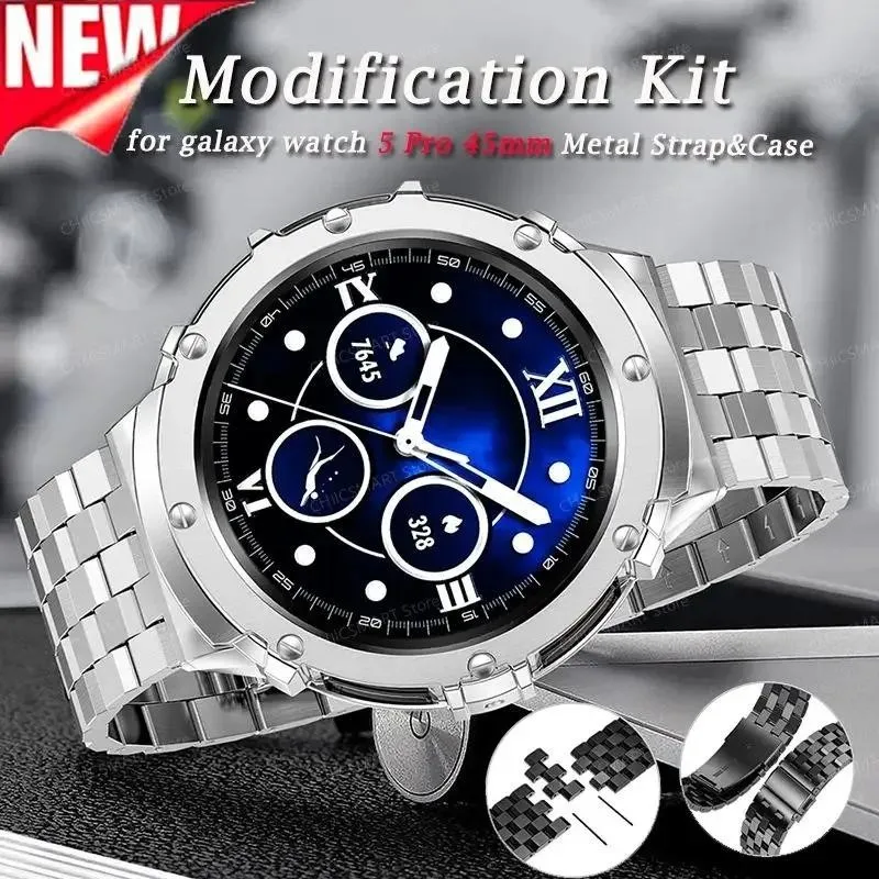 

Stainless Steel Case+Band for Samsung Galaxy Watch 5 Pro 45mm Wristband Cover for Galaxy Watch 5 Pro 45 bracelet accessories