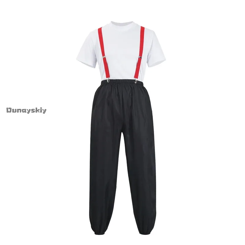 

COSda@Anime Mr Piranha Cosplay Overalls Jumpsuit Costume White T-Shirt Jumpsuits Suit S-3XL Summer Unisex Outfit Role-playing Su