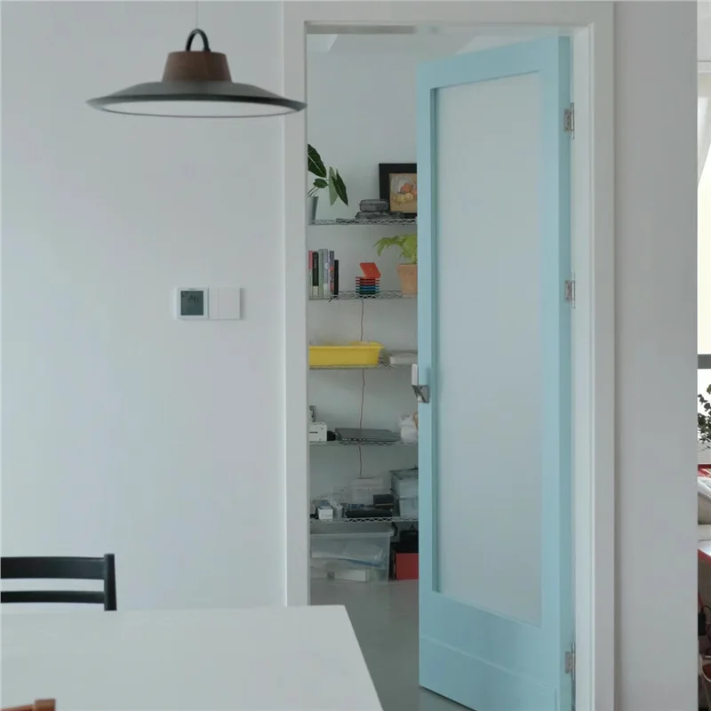 

Складная запеченная синяя лакированная деревянная дверь для спальни, дверь из массива дерева, ванная комната, кухня, стекло цвета дофамина