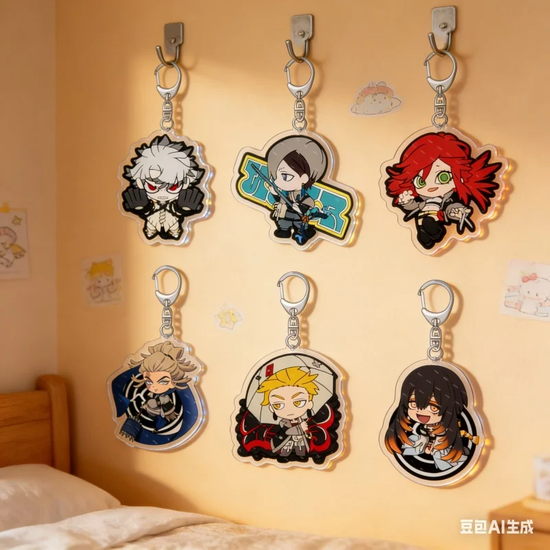 HOT Anime GACHIAKUTA Rudo Zanka Amo Enjin HD Acrylic Keychain 6CM Pendant Bag Car Keychain Accessories Cosplay Toy For Gift