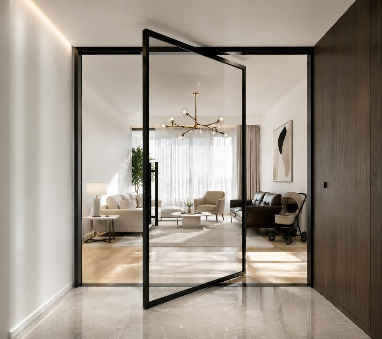 Extra Large Size Living Room Manual Pivot Door Long Lasting and Durable Glass Revolving Doors Modern Cost Effective Glass Doors