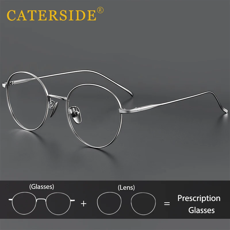 

CATERSIDE Ретро мужские оптические очки по рецепту Сверхлегкая титановая оптическая оправа ежедневные очки для чтения с защитой от синего света