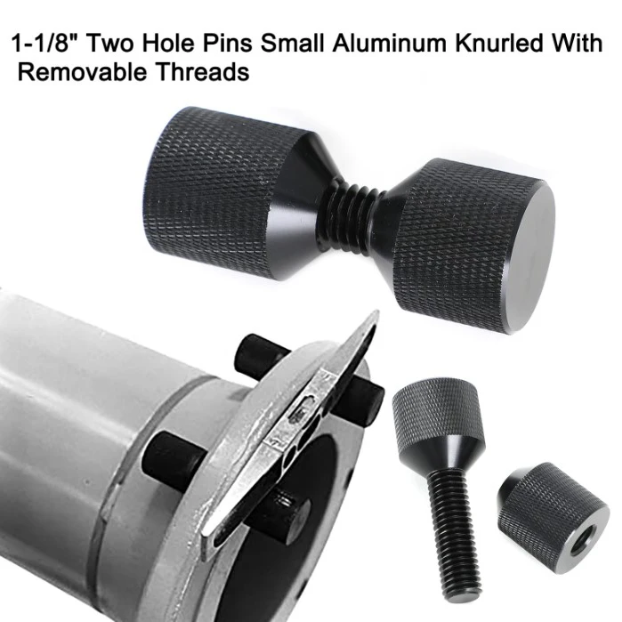 2PCS 1-1/8 Flange Alignment Pin Set 6061 Aluminum Lightweight 2 Hole Pins with Knurled Handle Black Finish