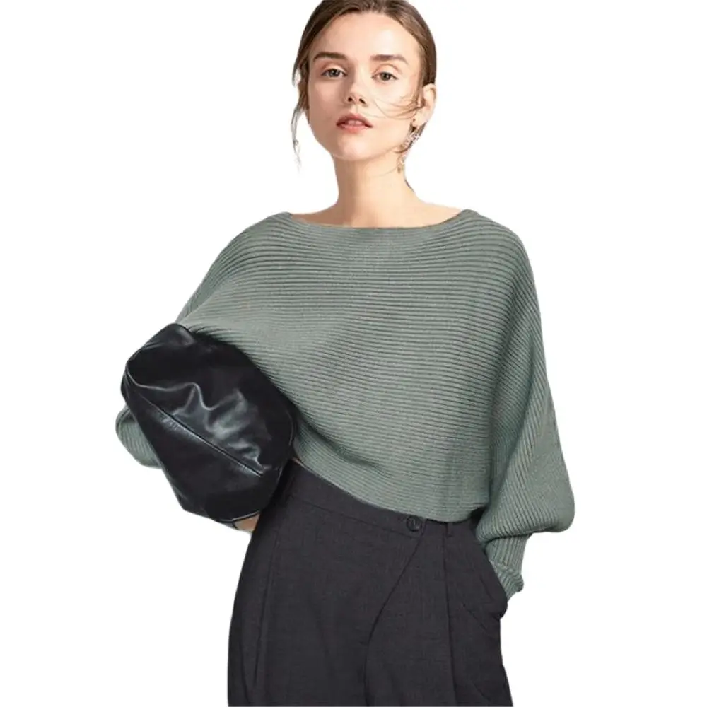 

Fall Sweatershirt Women Slash Neck Knitted Winter Sweaters Tops Female Batwing Cashmere Casual Pullovers Jumper Pull Femme 2024