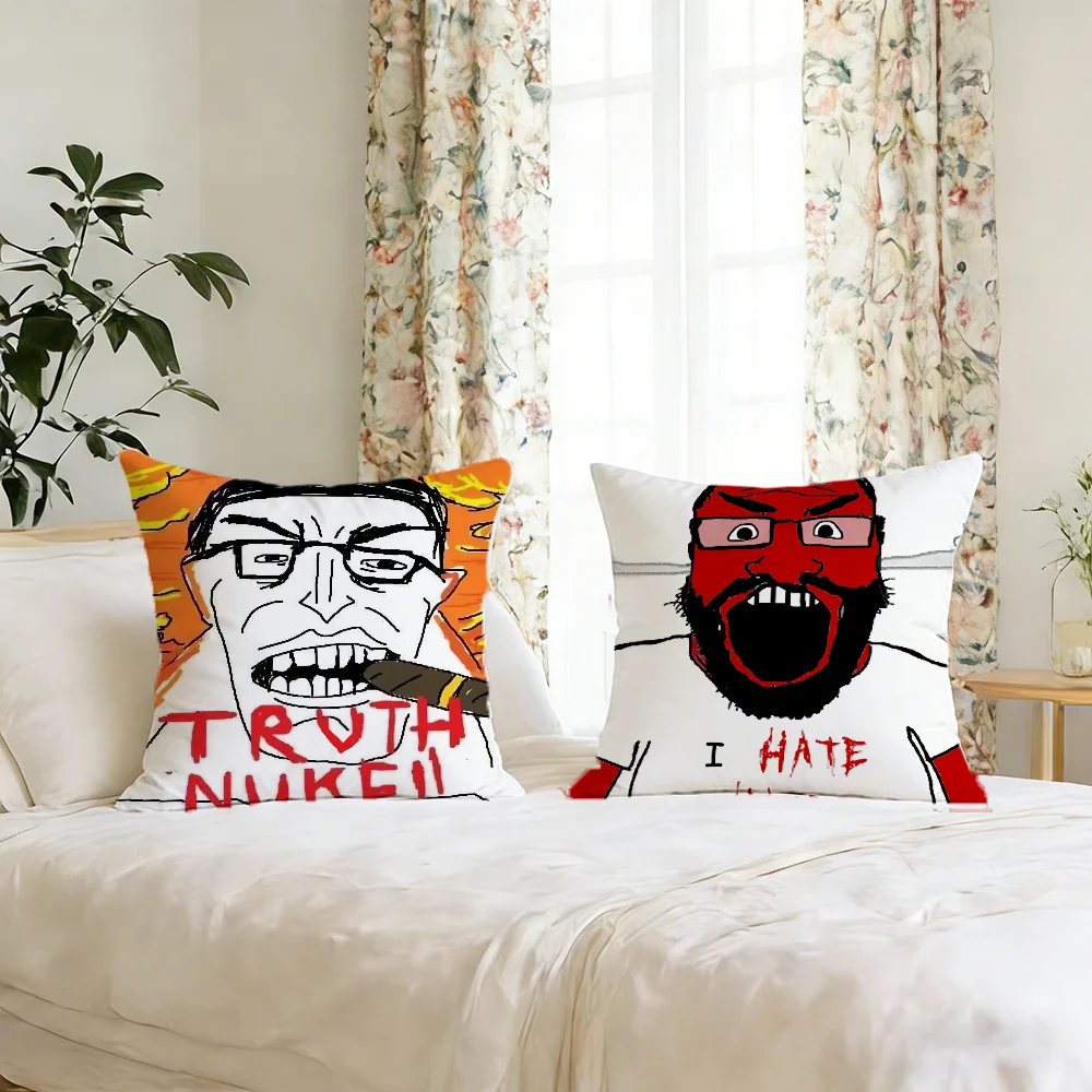 W-wojak Soyjak new group cushion cover For Pillow Printing Sofa Decoration Home Car Room Coffee Shop Office Nordic Simplicity