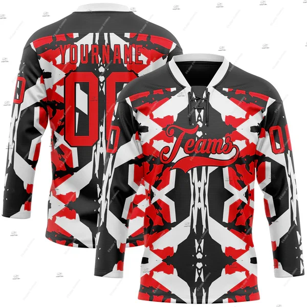 Custom Name Team Group Clothing Gradient Retro Vintage Lace Hockey Jersey Shirts 3DPrint Unisex Harajuku Casual Funny Pullover 5 view 2