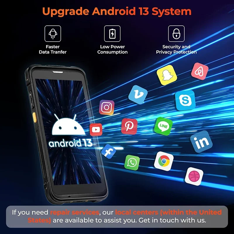 Rugged Handheld PDA Android 13 with Pistol Grip 6G RAM 128G ROM 1D/2D/QR Warehouse Inventory Barcode Scanner