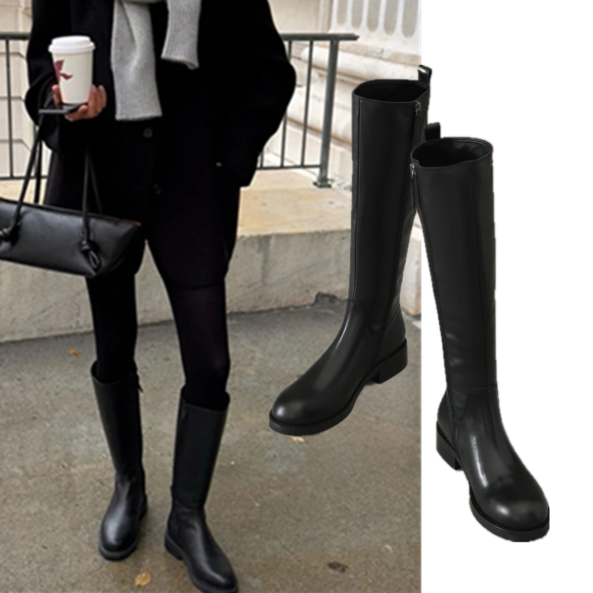 

Maxdutti French Knee Boot Fashion Blogger Knight Boots Women Fashion Ladies Genuine Leather Comfortable