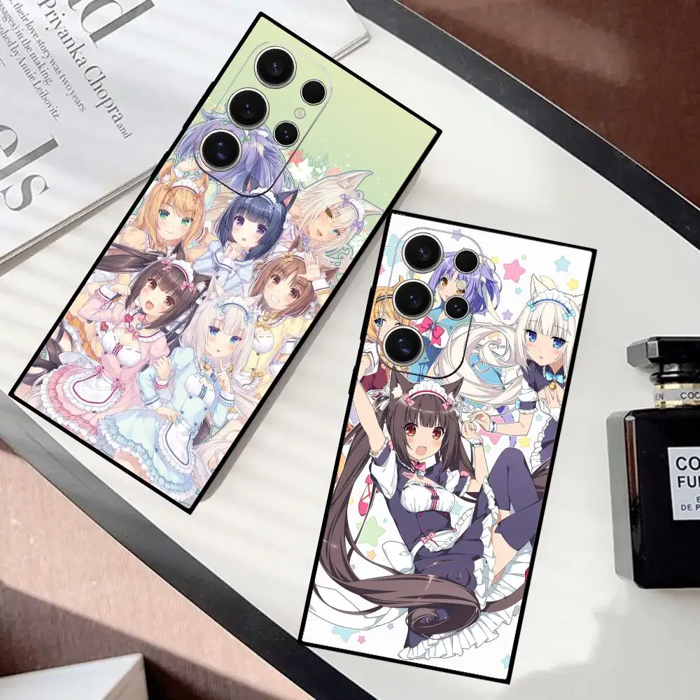 Nekopara Phone Case For Samsung Galaxy S24 S23 S22 S21 S20 Ultra FE Plus Black Case Cover