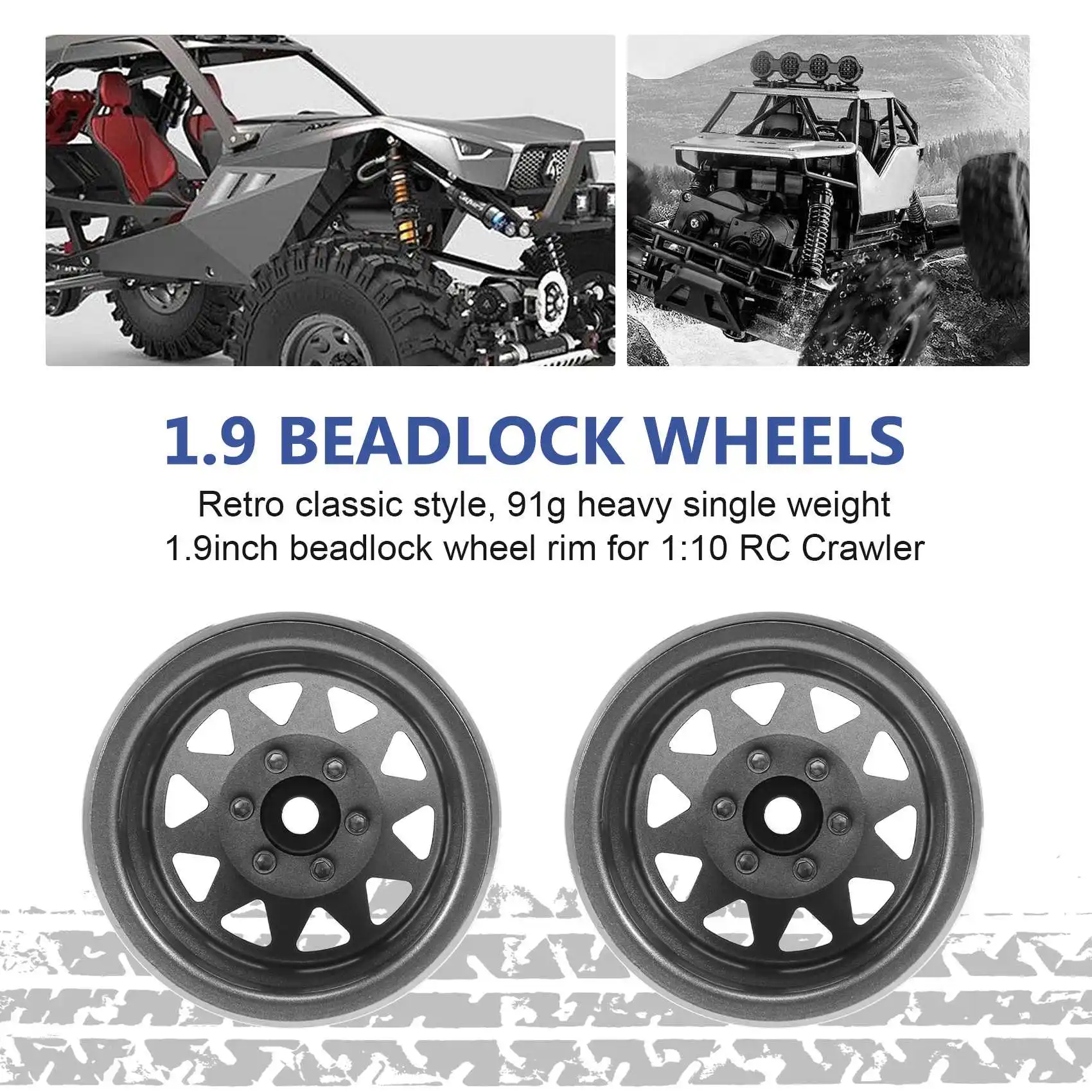 WOWFU-4PCS Diepe Schotel Wagon 1.9 Metalen Beadlock Wielnaaf Velg Voor 1/10 RC Crawler Axiale SCX10 90046 Traxxas TRX4 RC4WD D90