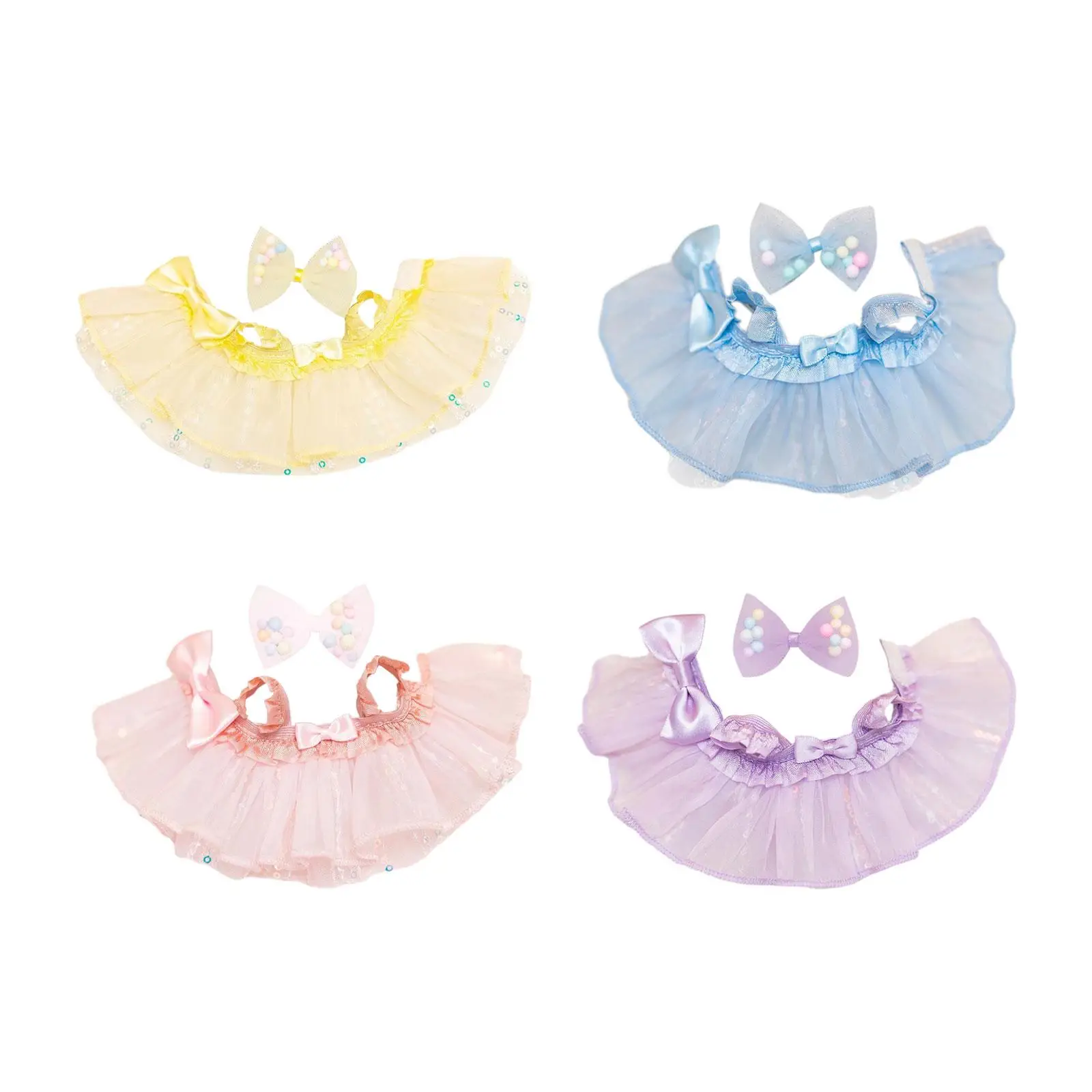 Mini Boneca Roupas para Meninas, Acessório de Cabelo Presente, Bow Headdress Decor, Saia Set for Kids, 6"