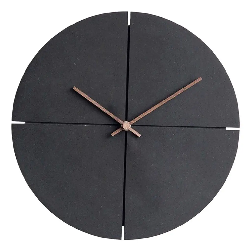 Wooden Wall Clock Silent Quartz Round Hanging Watch Bedroom Decoration