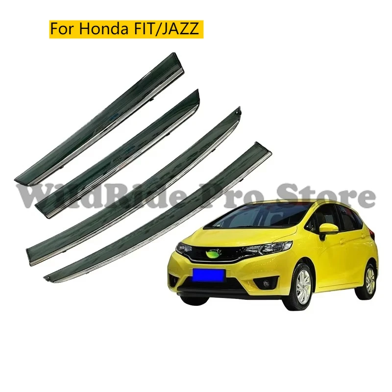 

Car Deflectors Door Visors Rain Guards Shield 4 Pc SS304 + PC for Honda FIT/JAZZ