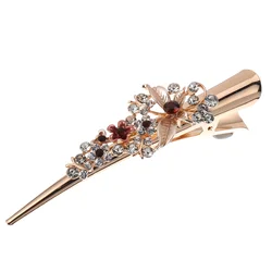 Hair Duckbill Clip Women Floral Headdress Rhinestone Coil Hair Clip Metal Hair Barrette Alligator Hairpin For Girl Hair Decor