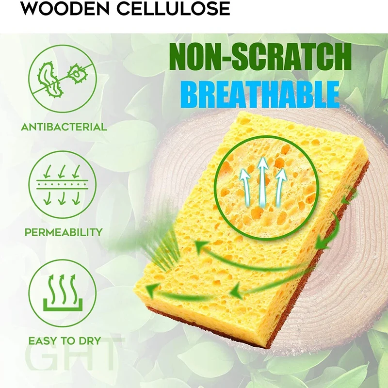 Natuurlijke Plantaardige Scrub Spons 8 Pack, Palmvezel Scrubber Spons Met Niet-Kras Biologisch Afbreekbare Composteerbare Sponzen