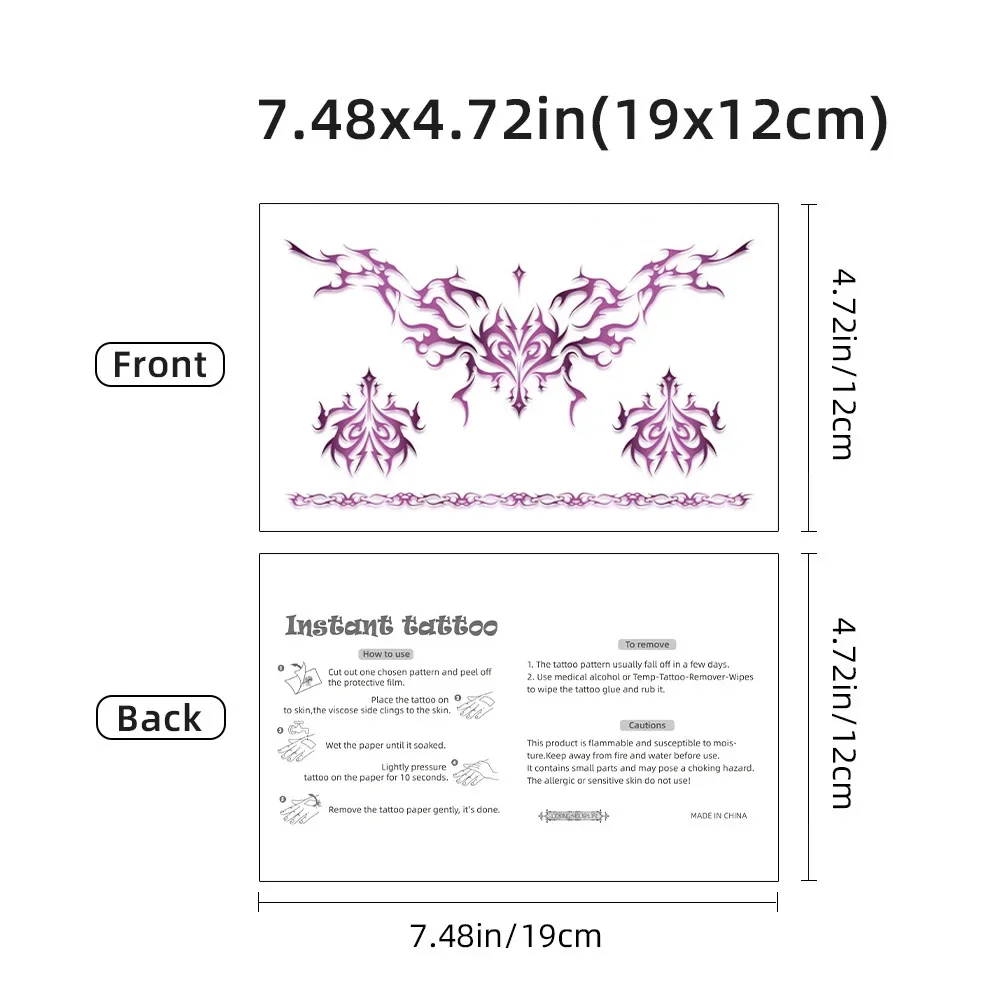 Tattoo Sticker Sexy Belly Chest Couple's Charm Pattern Temporary Waterproof Body Art for Women Men Flash Tatto Party Element