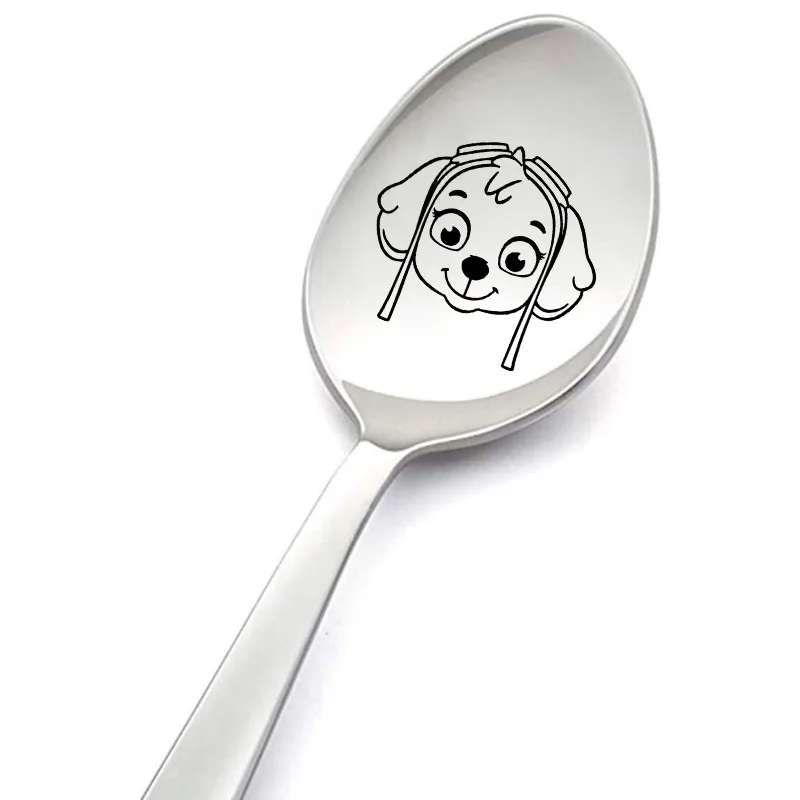 باو باترولز الأطفال الفولاذ المقاوم للصدأ ملعقة الكرتون أدوات المائدة الاطفال لطيف ملعقة شوربة صبي فتاة ملاعق كبيرة القهوة خلط الهدايا #2