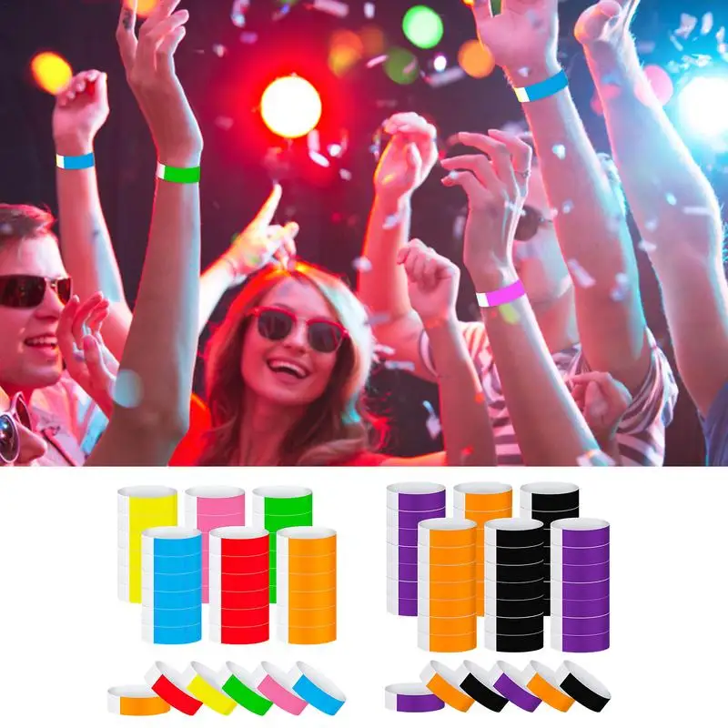 600pcs Paper Wristbands Neon Wristbands Waterproof Wristbands for Party Concert Bar Entrance  Adhesive Admission Wristbands