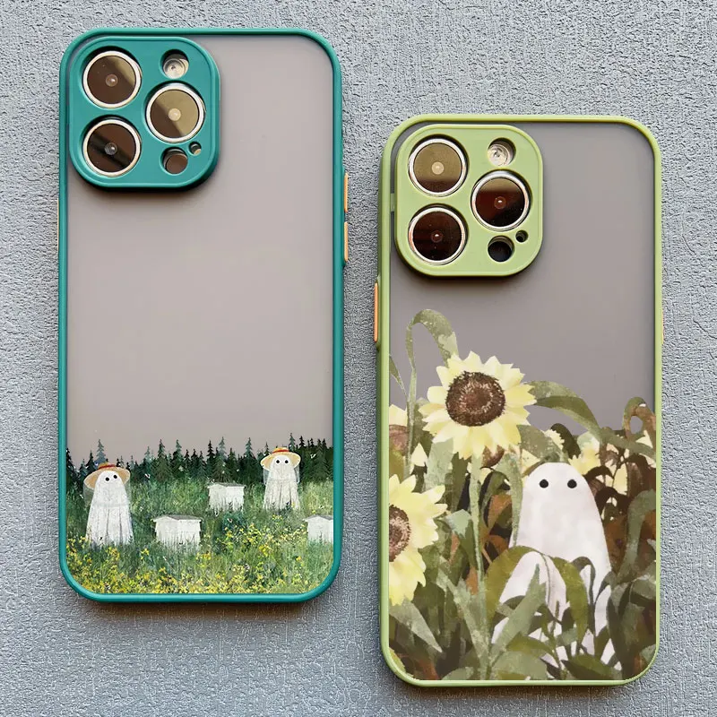Cute Ghost Phone Case For iPhone XS X XR 16 15 Plus 17 16 15 13 12 11 Pro  Max Mini 14 Plus Pro Max Shockproof Back Cover Fundas - AliExpress 202192403