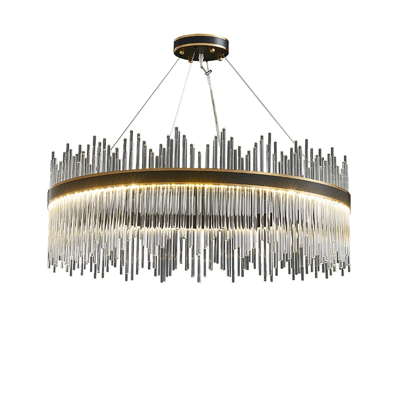 

LED Postmodern Black Golden Stainless Steel Dimmable Chandelier Hanging Lamps Lustre Suspension Luminaire Lampen For Foyer