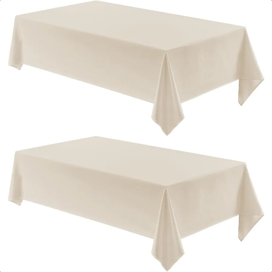 

2 Pack Rec Tablecloth 52x70 inch Water Resistant Wrinkle Free Linen Textured Table Cloth Washable Decorative Fabric Table Cover