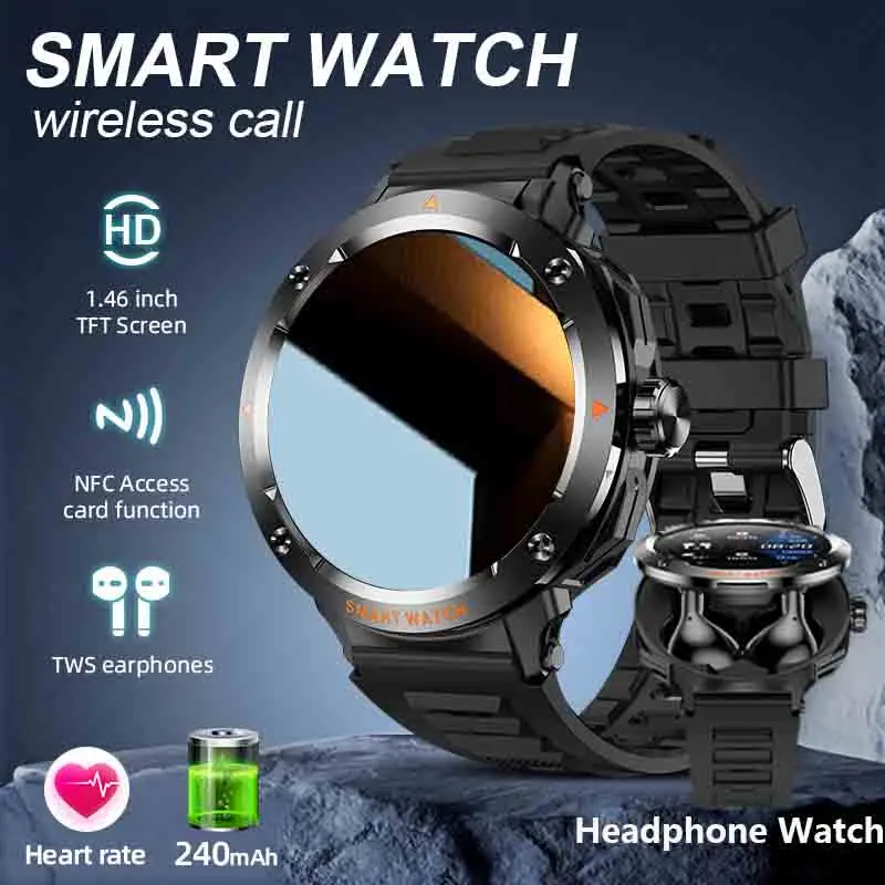 

LIGE новые умные часы TWS, встроенные наушники, функция карты доступа, монитор сердечного ритма, сна, здоровья, наушники, воспроизведение музыки, умные часы