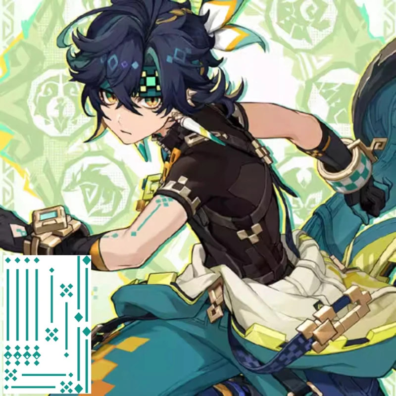 Kinich Genshin Impact Cosplay Tattoo Sticker Mannen Carnaval Halloween Party Rollenspel Accessoires Tijdelijke Tatouage Sticker