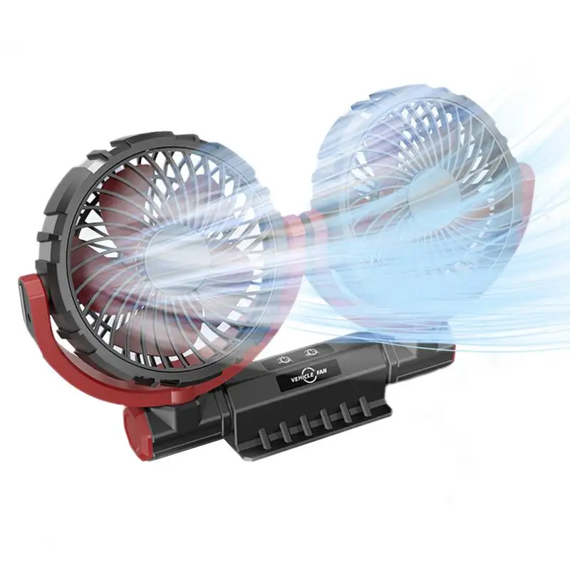 

Fan For Car Quiet Head Fan USB Operation Fan Double Head Car Fan With 360 Rotation Quiet Operation For Car Seat Kids
