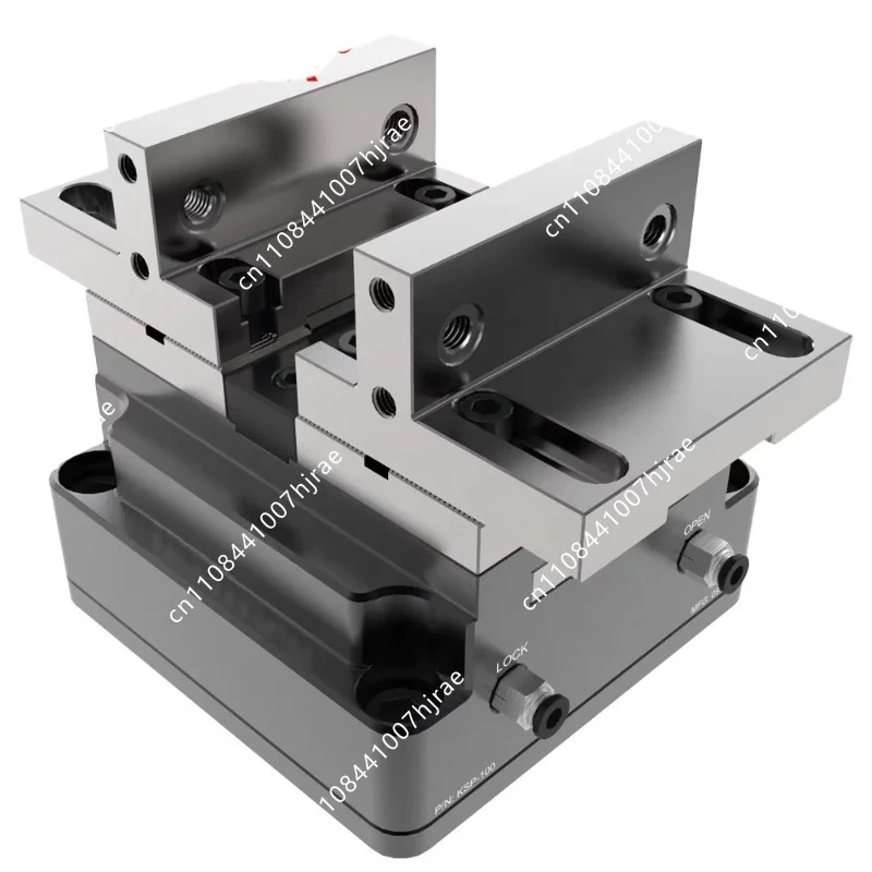 KSP2-100 + RZ-100A 5 Axis Self-centering Pneumatic Vise With Aluminum Soft Jaws For VMC Rotary Machining Center Workholding
